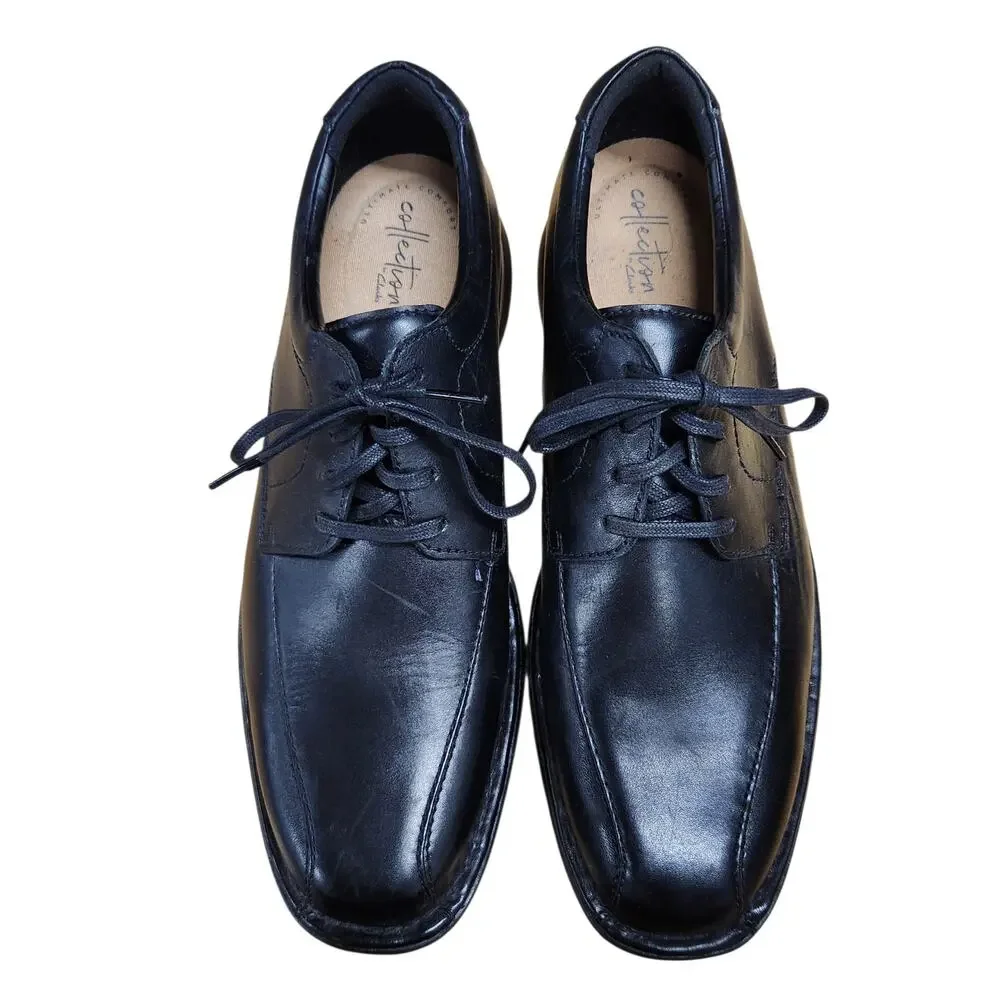 Clarks Collection Kempton Black Leather Lace Up Oxford Dress Shoes Men's Size 11